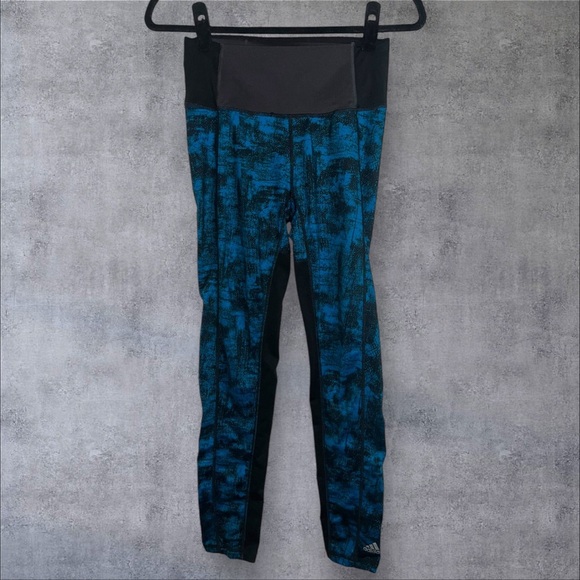 Adidas Blue and Black Abstract Leggings - Picture 1 of 4